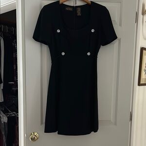 Elegant Black Dress Liz Claiborne Size 8 Rhinestone Buttons